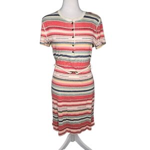 Lauren Jeans Co. Ralph Lauren Short Sleeve Knit Dress Stripes Midi Dress Sz M